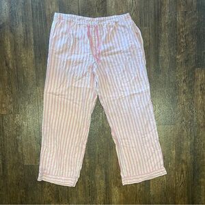 Victoria Secret Pink White Silver Striped Pj Bottoms With Pockets Size L Short